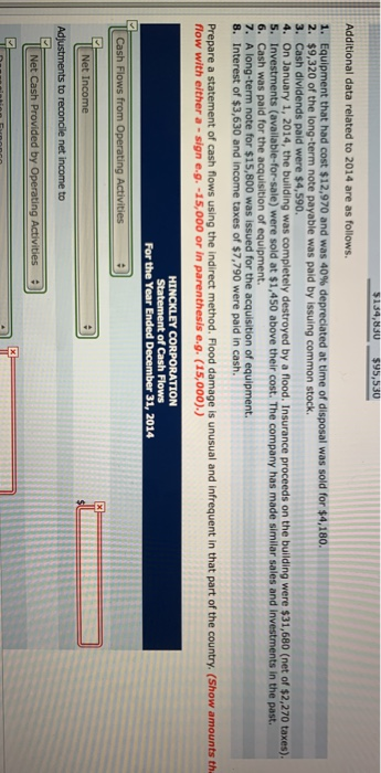 again. The comparative balance sheets for Hinckley Corporation show the following information.