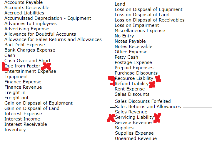 right plz choose from the list of accounts listed above Concord Corporation