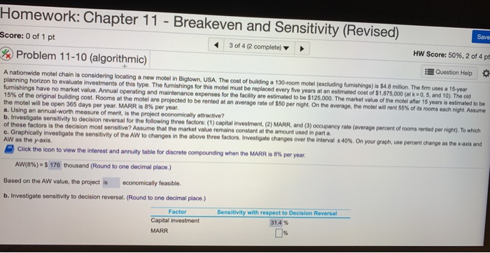 please help with this problem. Thank You. Save Homework: Chapter 11 -