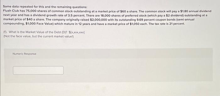 no excel please Same data repeated for this and the remaining questions: