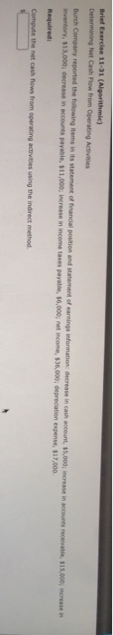  Brief Exercise 11-31 (Algorithmic) Determining Net Cash Flow from Operating Activities