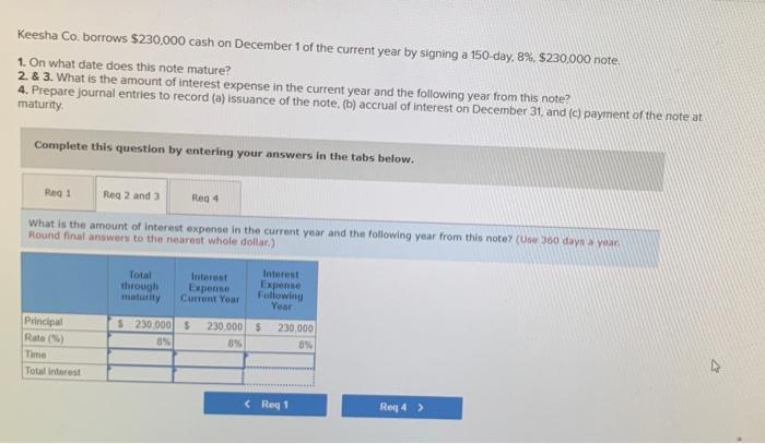 I need Req 2 &3: Time and Total Interest I need Req