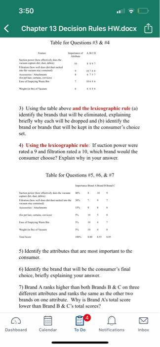 3:50 Chapter 13 Decision Rules HW.docx Table for Questions & 3) Using