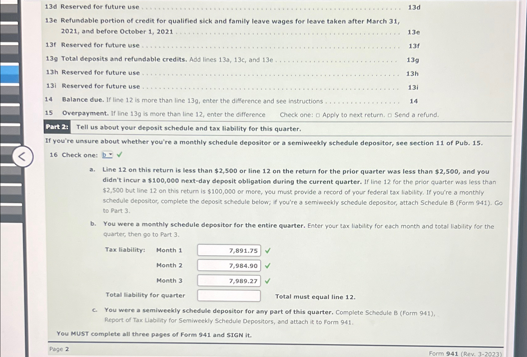  13d Reserved for future use 13e Refundable portion of credit for