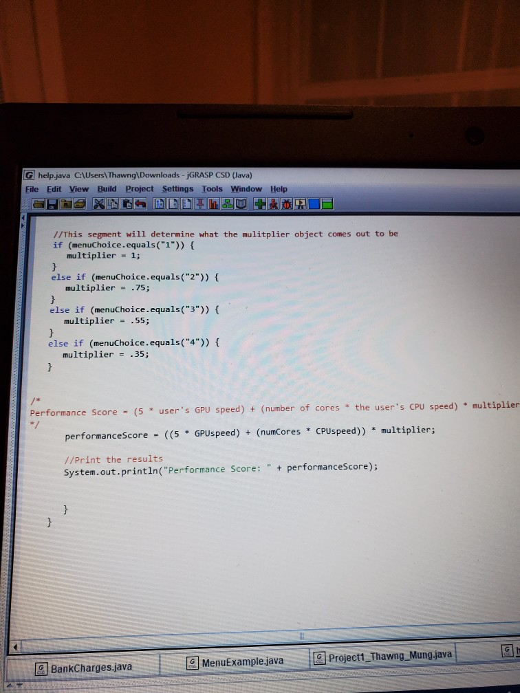 above: "); //Ask the user to choose the resolution of their me
