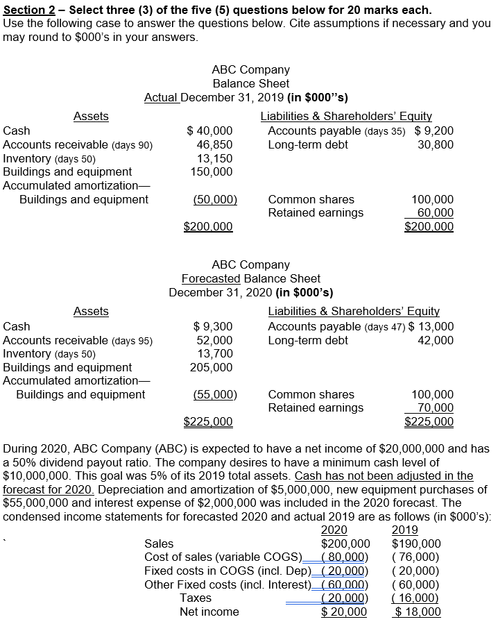  Section 2 - Select three (3) of the five (5) questions