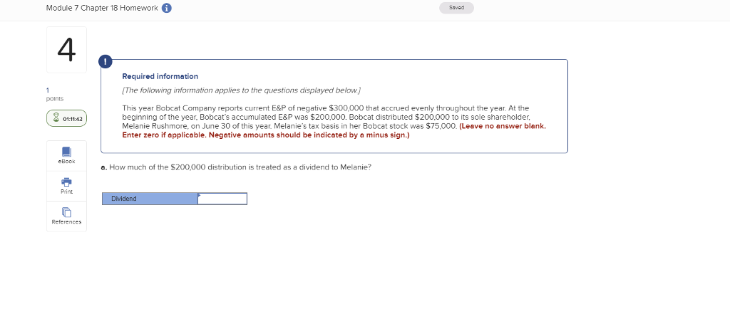  Module 7 Chapter 18 Homework Saved 4 Required information The following