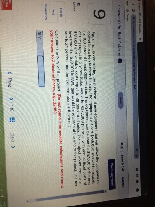  ml mi Apps G Google Chapter 10 Pre-Built Problems Help Save