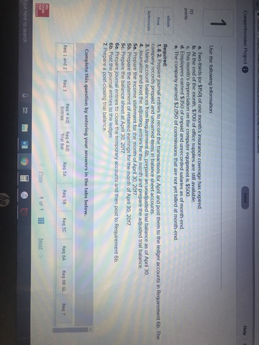 accounting cycle LO P1, P2, P3, P4, P5 On April 1, 2017,