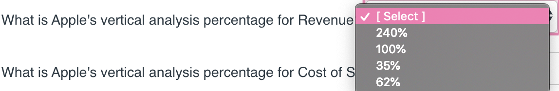 choices for each box. Question 5 3.5 pts in millions Revenue Cost