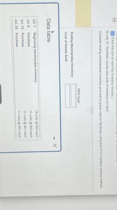 NEED HELP ASAP!!! (Click the icon to view the inventory records.) At