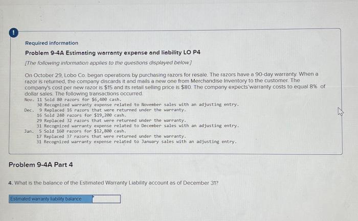 edjusting entry. Problem 9-4A Part 1 1. Prepare journal entries to rocord