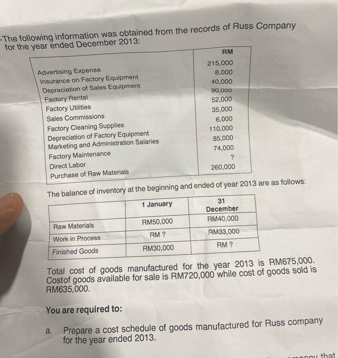 please do it clear and easy The following information was obtained from