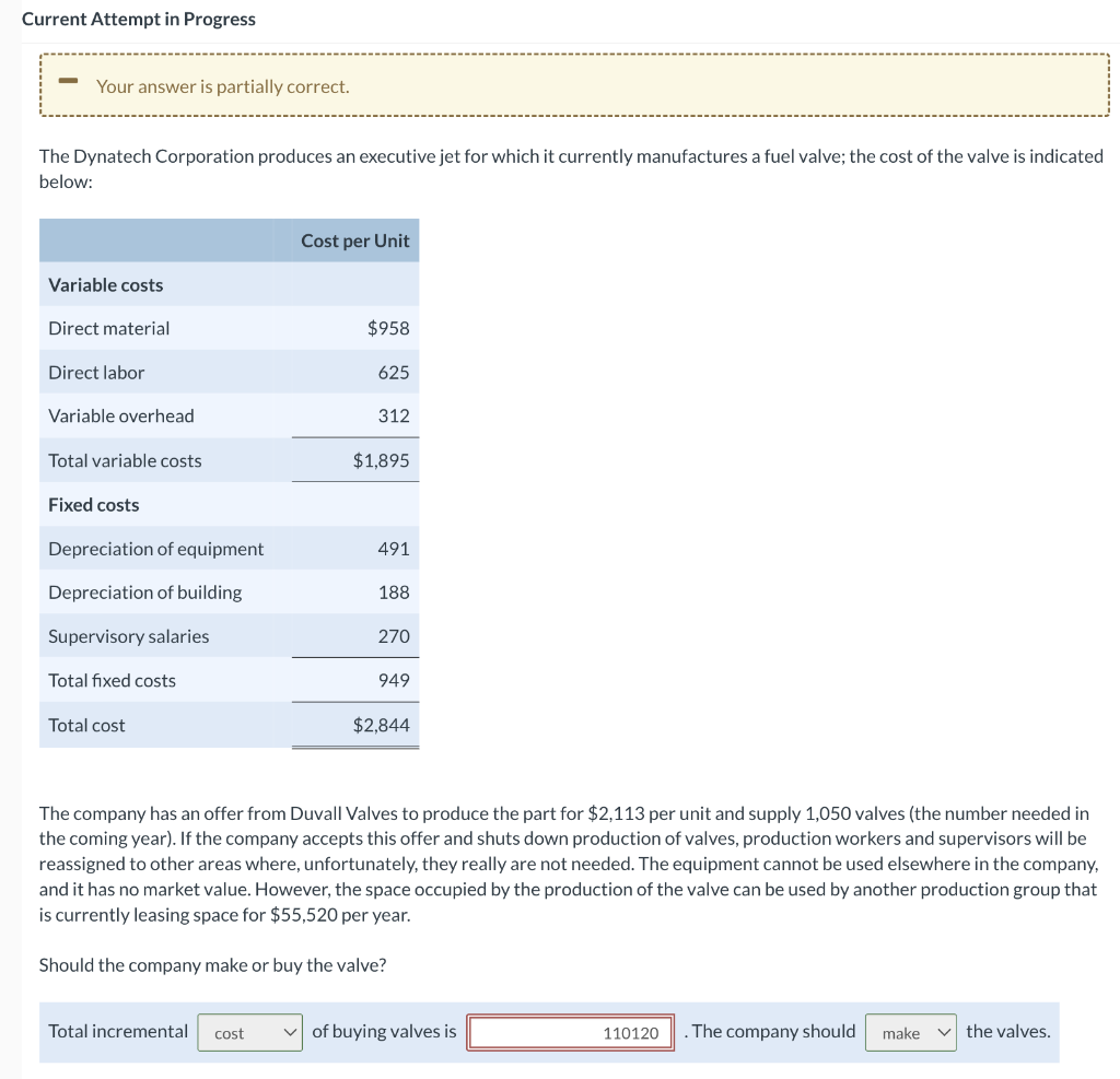 Current Attempt in Progress Your answer is partially correct. The Dynatech