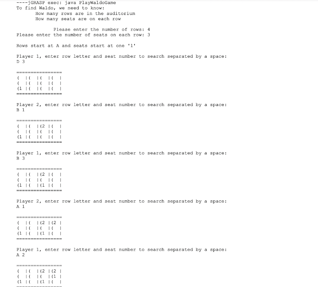 are to design a class "WherelsWaldo.java" which represents Waldo in an unknown