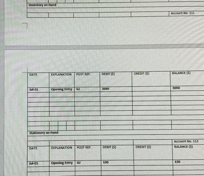 the excel spreadsheet provided. The opening and reversing entries have been completed