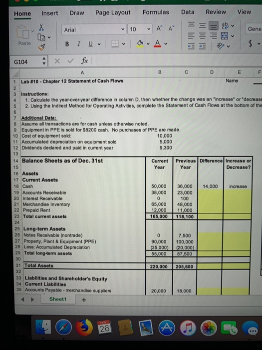 Template-ACC 213 Lab 10 for Chapter 12 pre Home Insert Draw Page