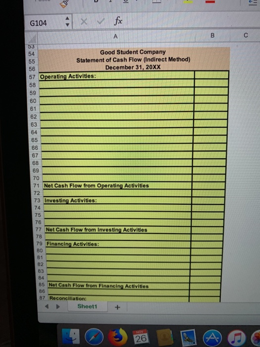 f G104 A. E F 1 Lab #10-Chapter 12 Satement of Cash