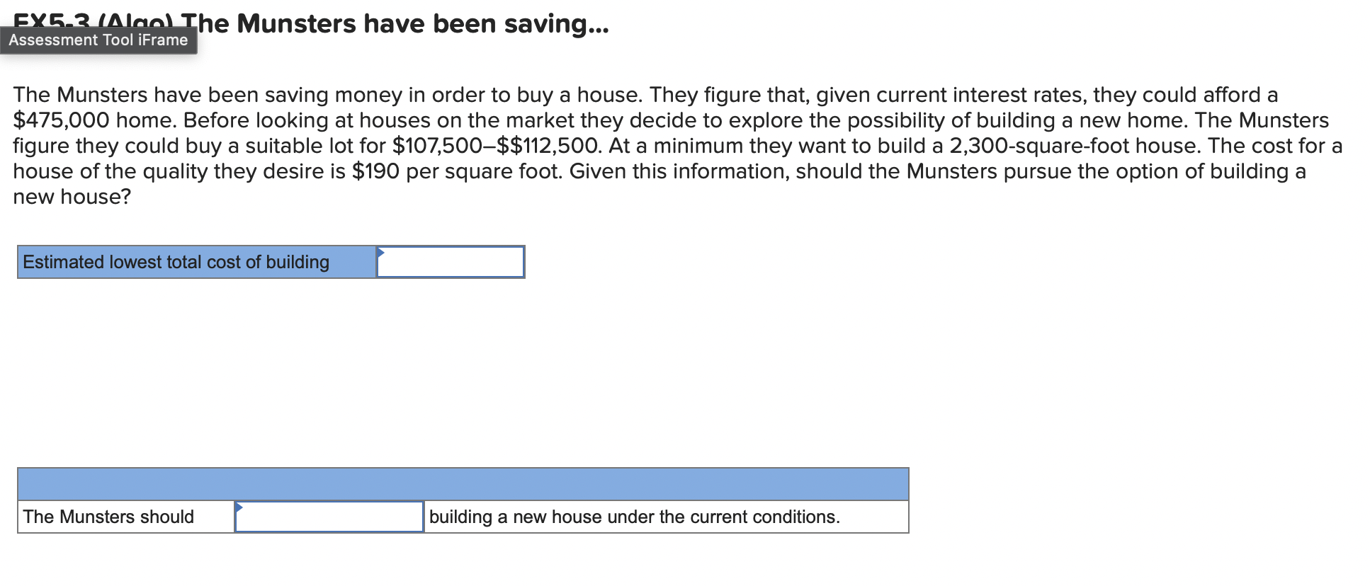  EX5-2(1)an) The Munsters have been saving... Assessment Tool iFrame The Munsters