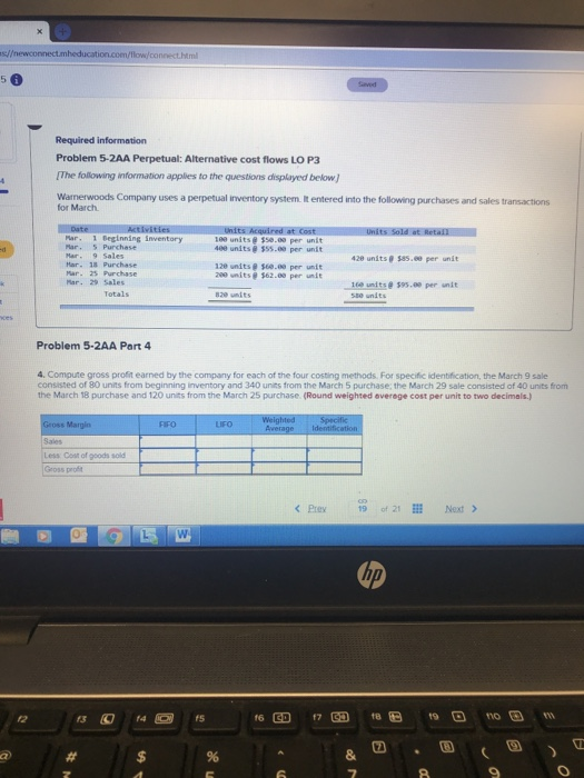  5 0 Required information Problem 5-2AA Perpetual: Alternative cost flows LO