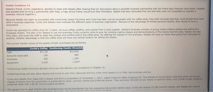  This is answer was incorrect please help... Cookie Creations 13 Natalie's