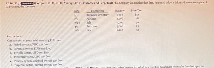 PLEASE ANSWER P8.6 PART A THROUGH F 11/4 P8.6 (103) Groupwork (Compute
