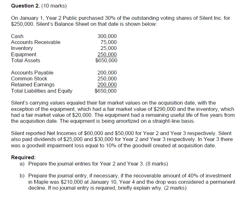  Question 2. (10 marks) On January 1, Year 2 Public purchased