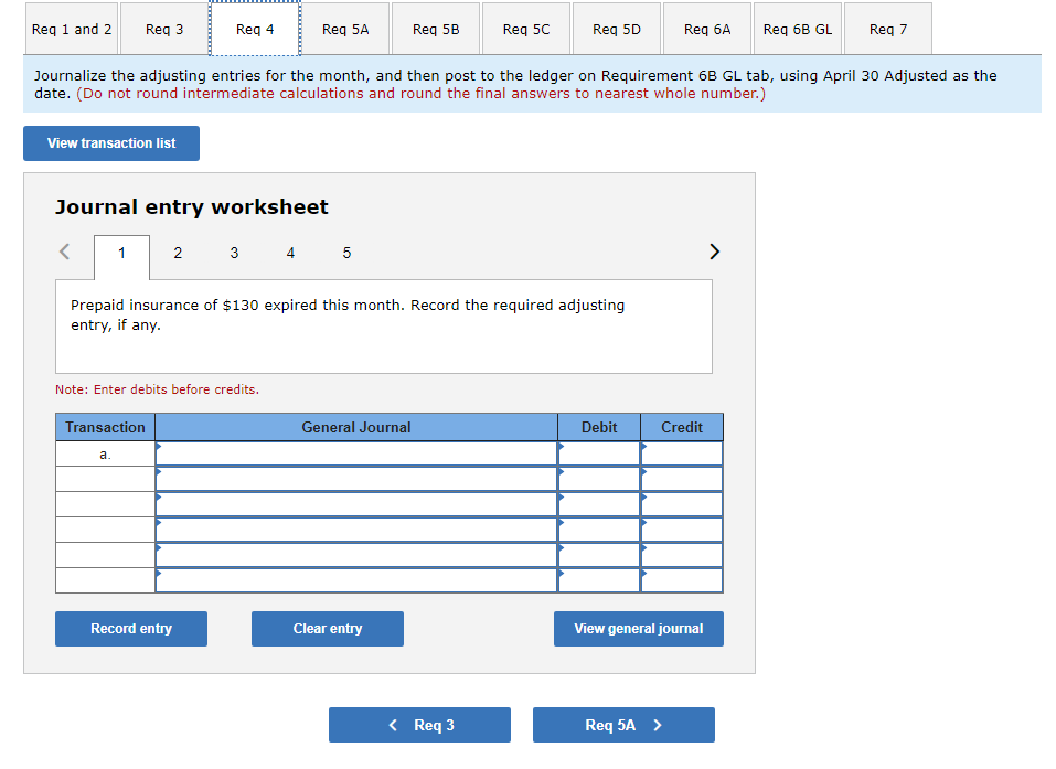 Applying the accounting cycle LO P1, P3, P4, P5, P6 Problem 3-5A