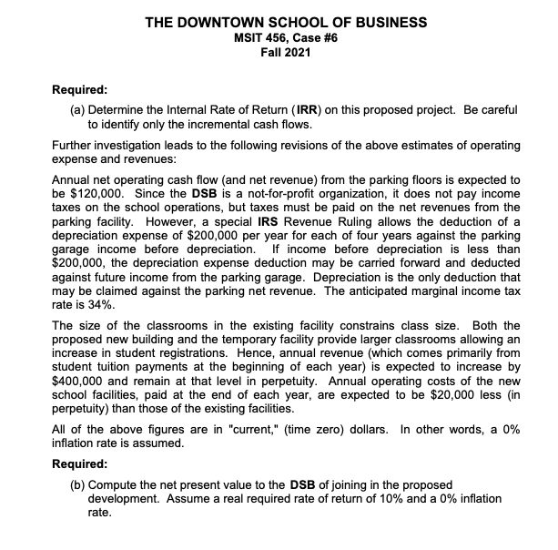 Business (DSB), the evening division of a nationally-ranked MBA program, is considering