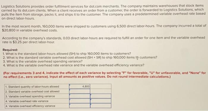  Logistics Solutions provides order fulfillment services for dot.com merchants. The company