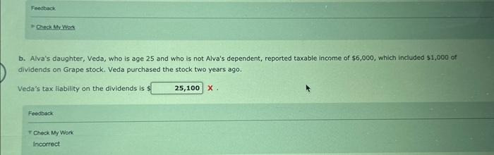 dividends on her stocks as follows. Ir an amount is zero, enter