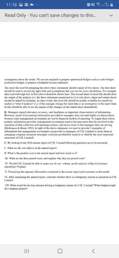 save changes to this... This question analyses CSL Limited using a variety