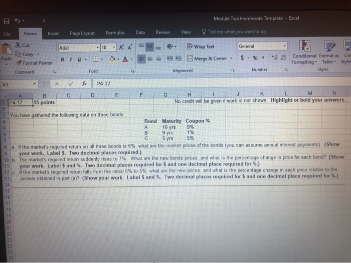  Module Two Homework Template - Excel Insert View Review = >