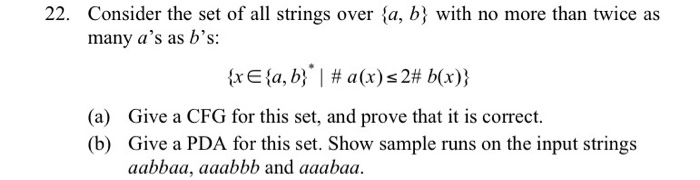 2 1}. Using this CFG, construct a PDA accepting the given set