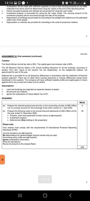 Africa. The company has a 31 December year end Property A On