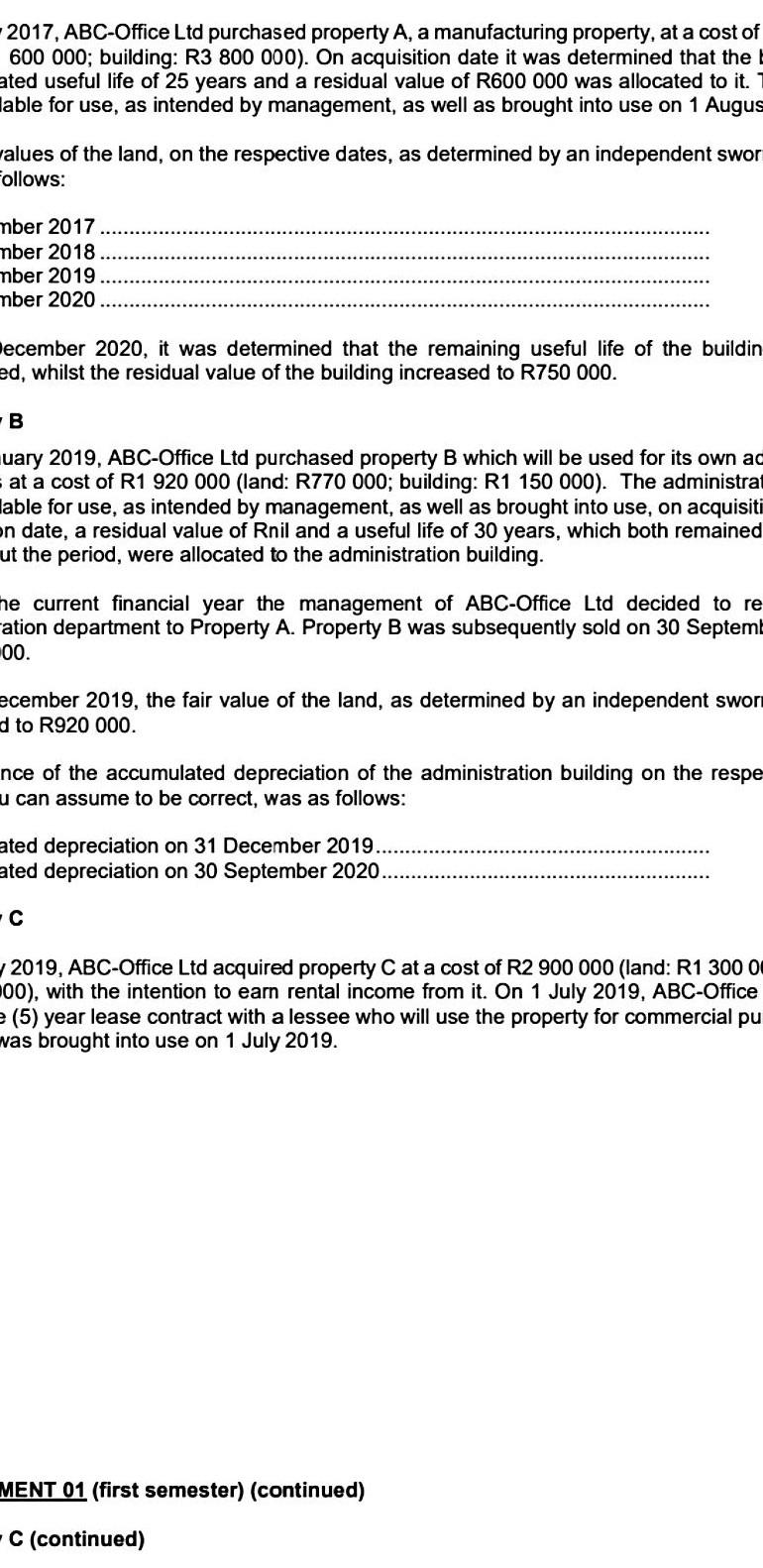 1 Say 2017. ABC-Office Lid purchased property manufacturing property at a cost