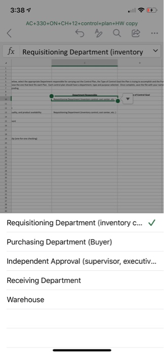 aligned with Control Plans INSTRUCTIONS: For each of the Control Plans listed