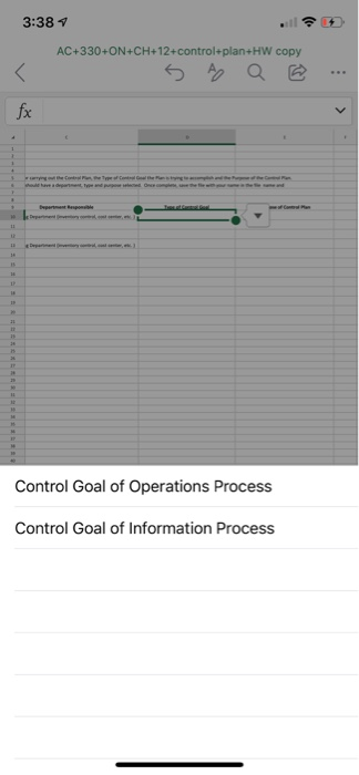 below, select the appropriate Department responsible for carrying out the Control Plan,