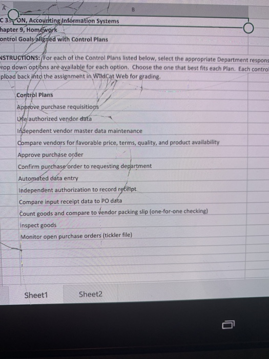 have a department, type and purpose upload back into the assignment in