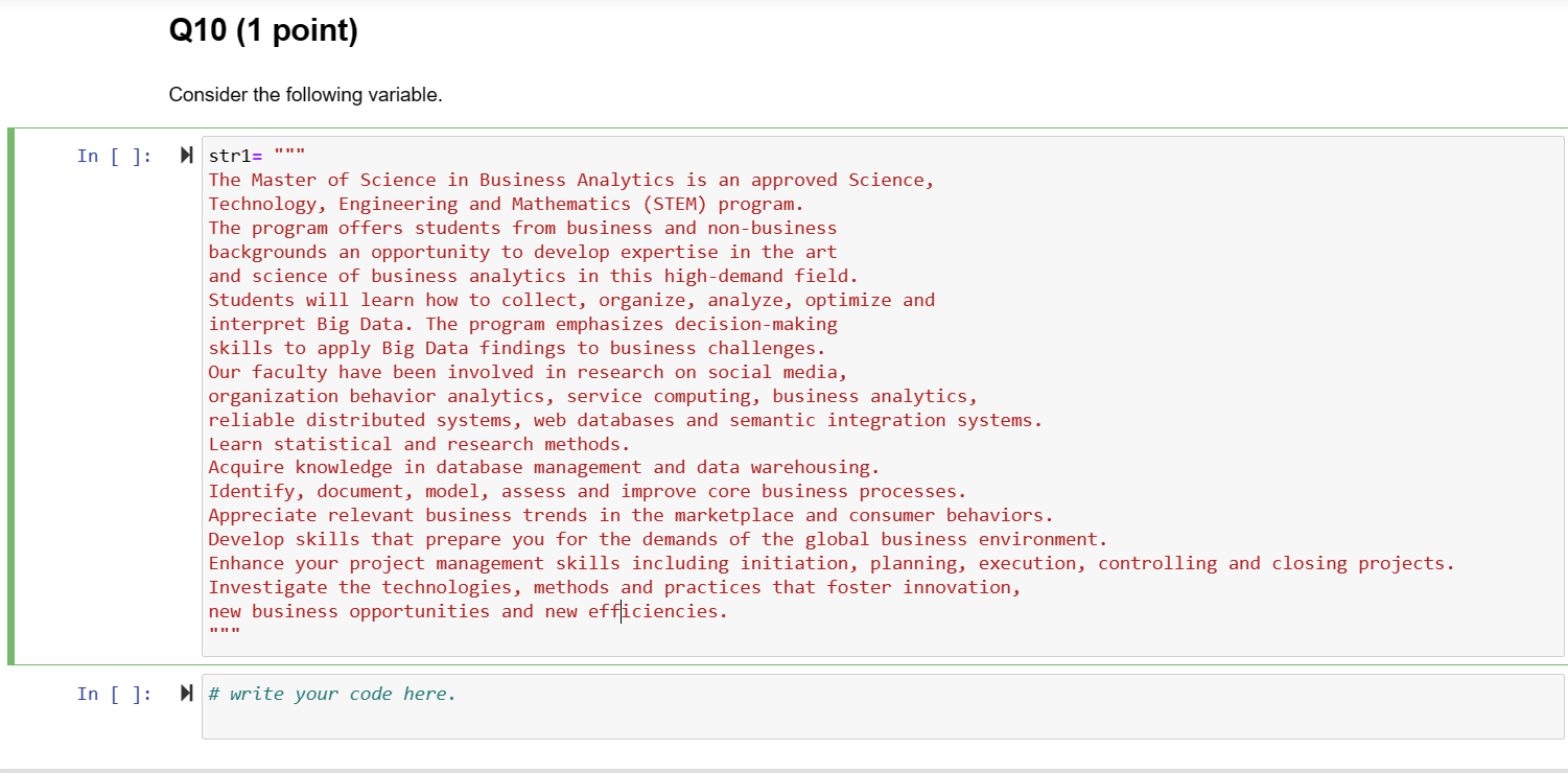 QIO (1 point) Consider the following variable. strl= The Master of Science