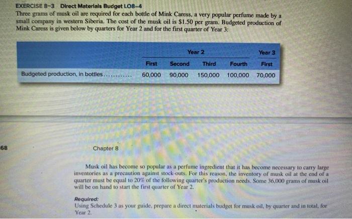show your solution EXERCISE 8-3 Direct Materials Budget LO8-4 Three grams of