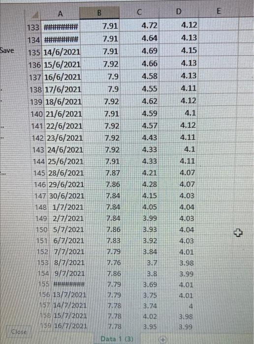 of the counters, calculate the daily a k,1-1 returns for k=1,2,3 and