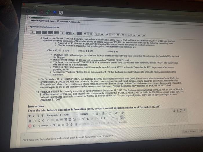 21 The following are the trial balance and the other information related