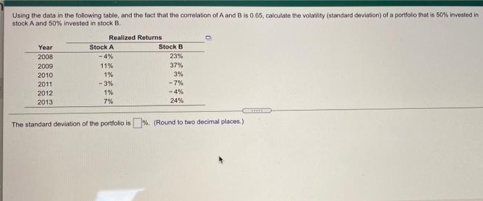  Using the data in the following table, and the fact that