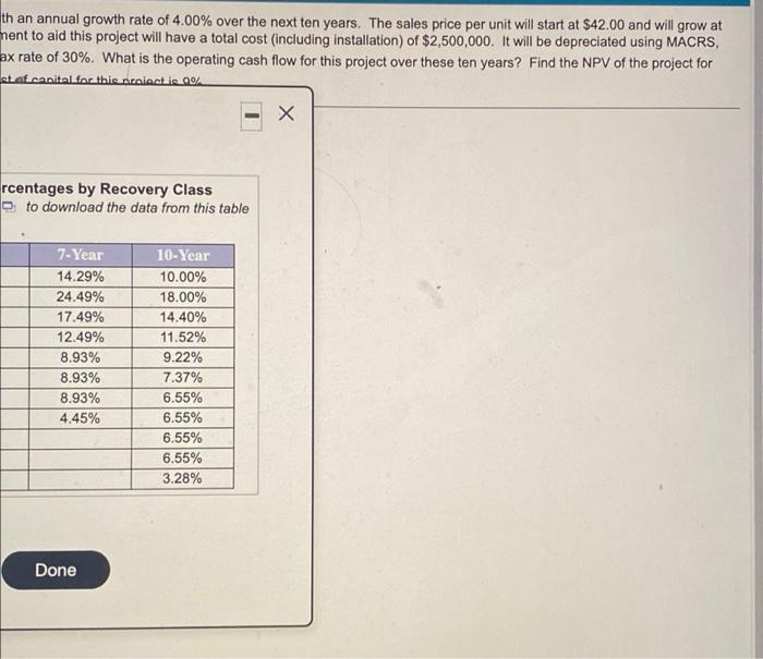 operating cash flow for this project in year 6? $ 423,281' (Round