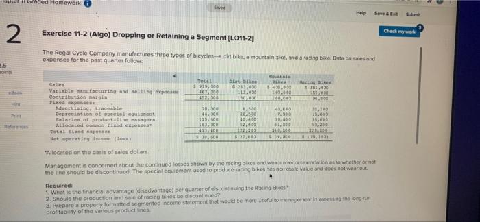  Graded Homework 0 Saved Help Seve Butima 2 Exercise 11-2 (Algo)