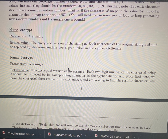 Given a dictionary d and value v, # find and return the