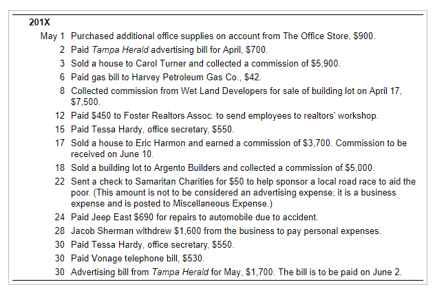 adjusting and closing entries (p.6 of journal) Adjustment Data For May a.