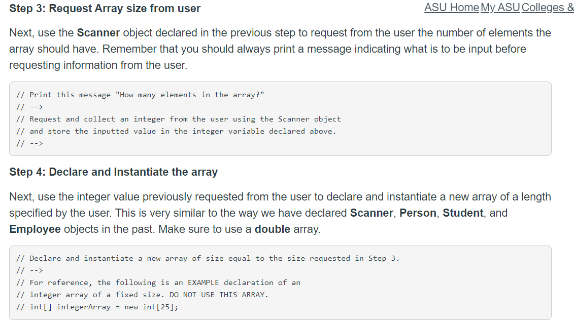 that array by prompting the user for input, display the elements of