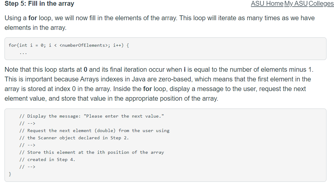 the array back to the user, and then calculate and display the